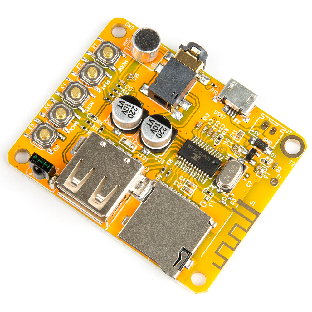 Плата аудиоприёмника c пультом Bluetooth AUX, MP3, батарейка в комплекте